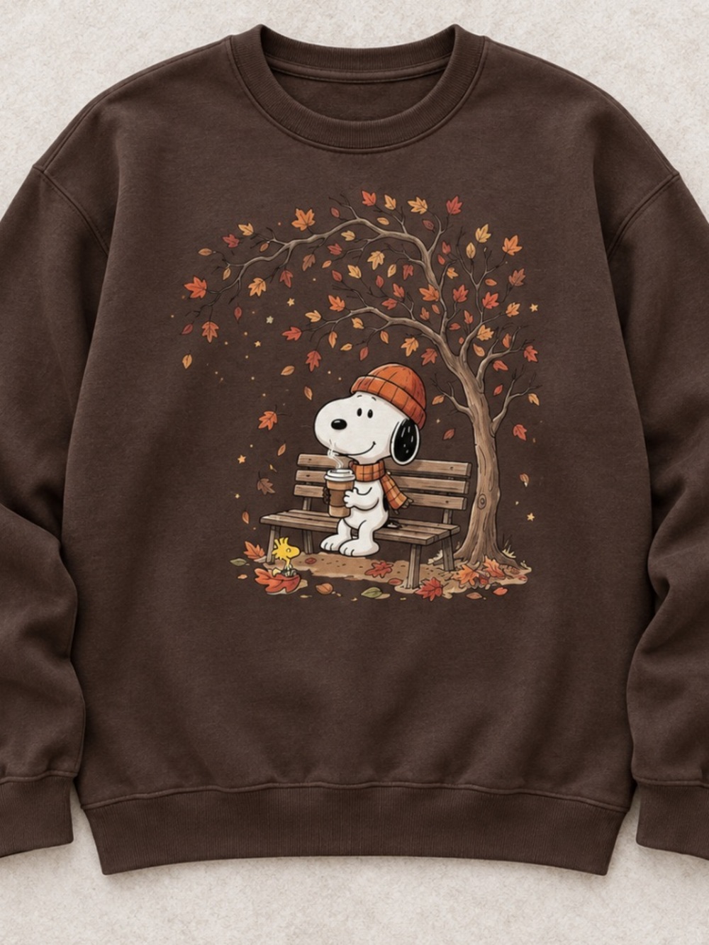 Peanuts Snoopy Woodstock Bench Autumn Tree Coffee Cup Fall Autumn Sweatshirt